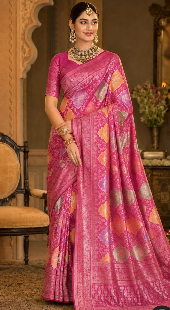 Banarasi Silk Rangkat Jangla Saree