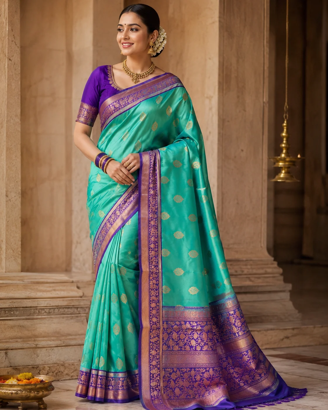 Silk Saree with zari border & zari buti