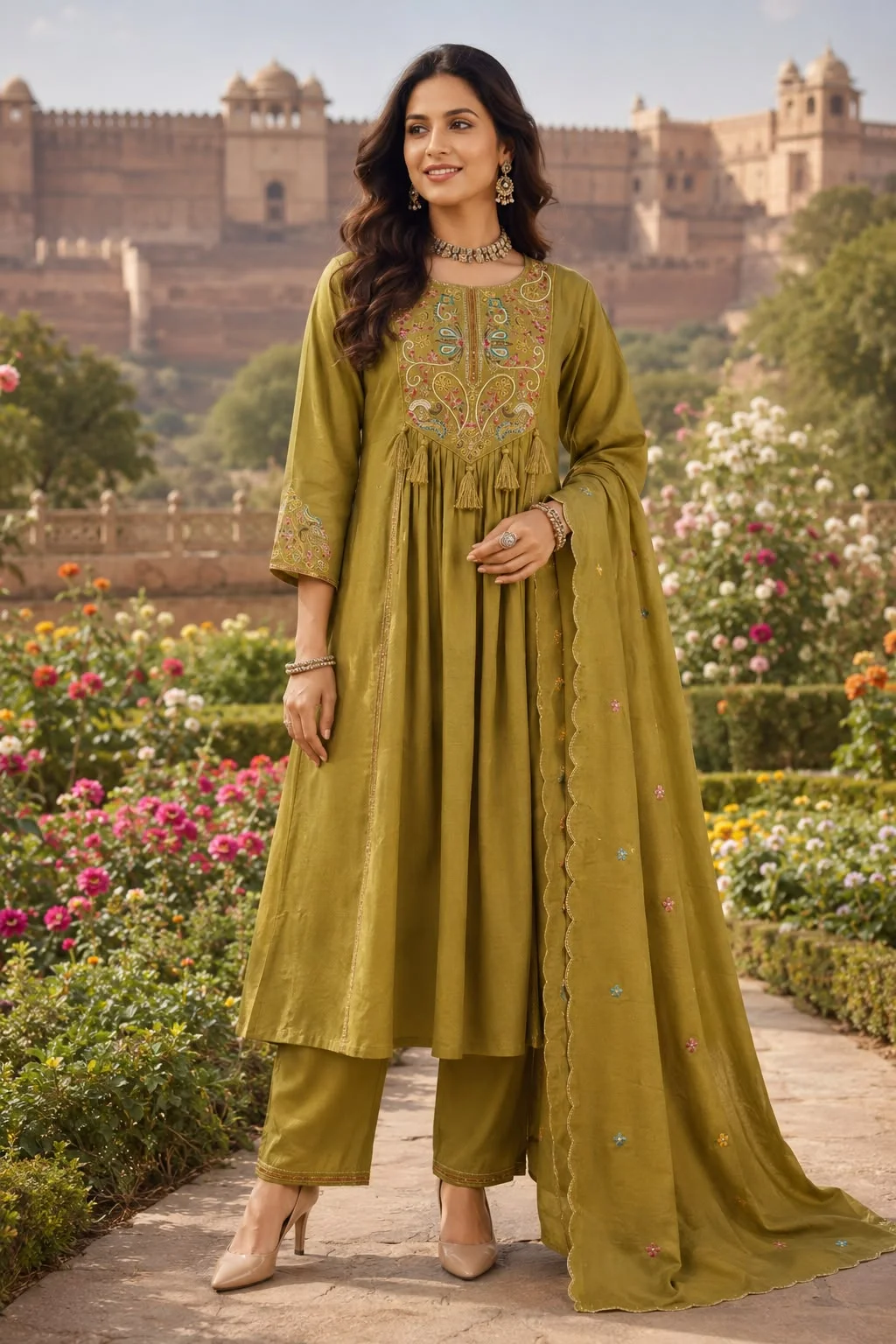 Combed Cotton with intricate handwork