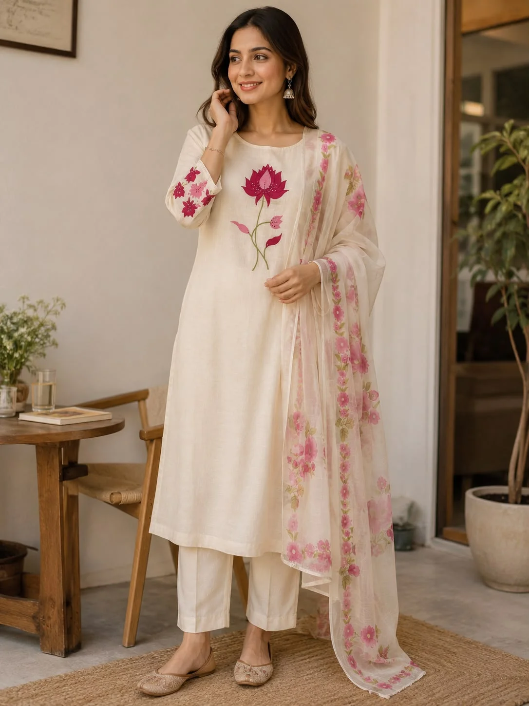 Lenin cotton suit with lenin dupatta